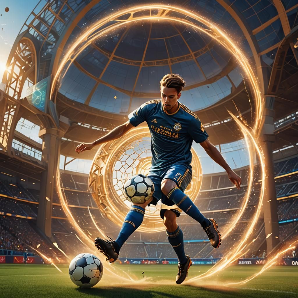 Mystical Soccer Player in Fantasy Stadium