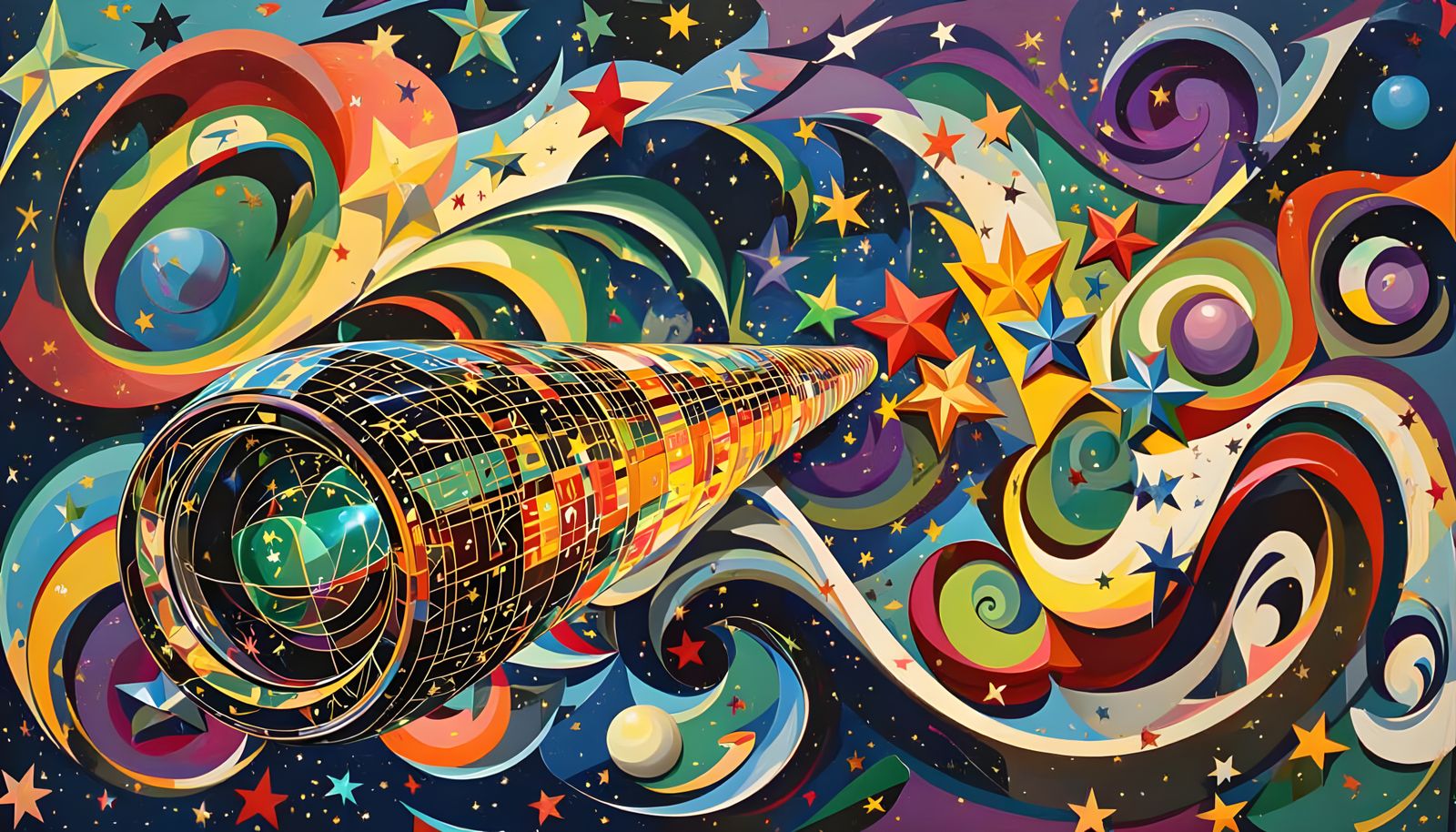 Cosmic Cylinder in Impasto Surrealist Style