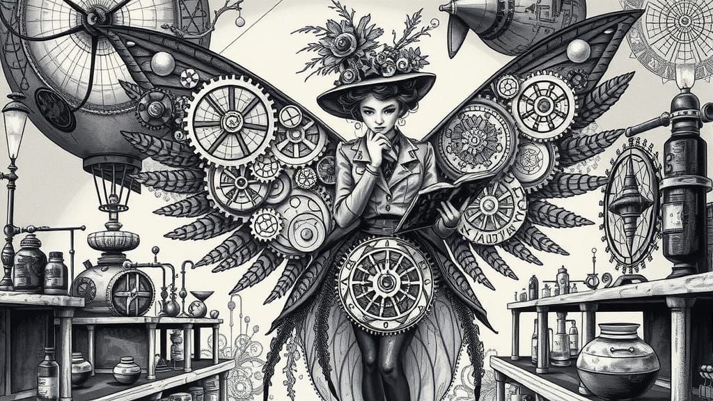 Within The Dues  Ex Machina  Steampunk Fairy Godmother  tends to the gears of Divine Intervention,   great machinr Steam...