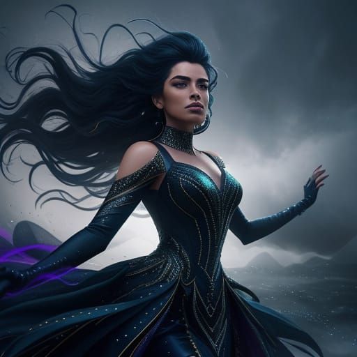 Woman Dancing in Sequins with Windblown Hair