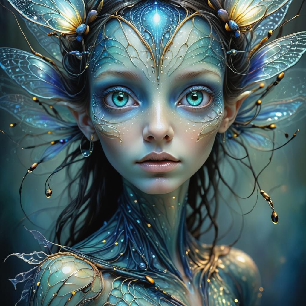 Bioluminescent Alien Fairy Hybrid in Latigraphic Style