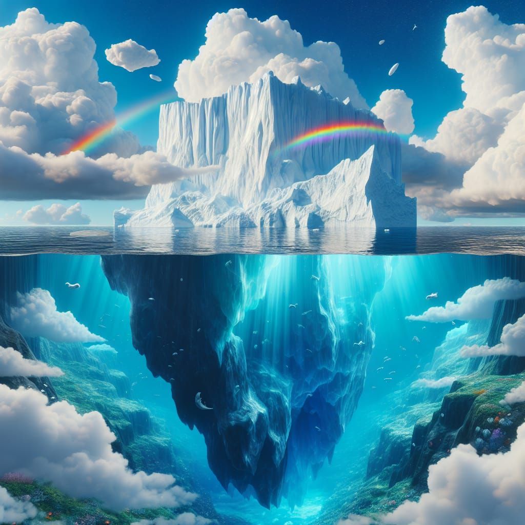 Fantastical Iceberg Matte Painting with Rainbow