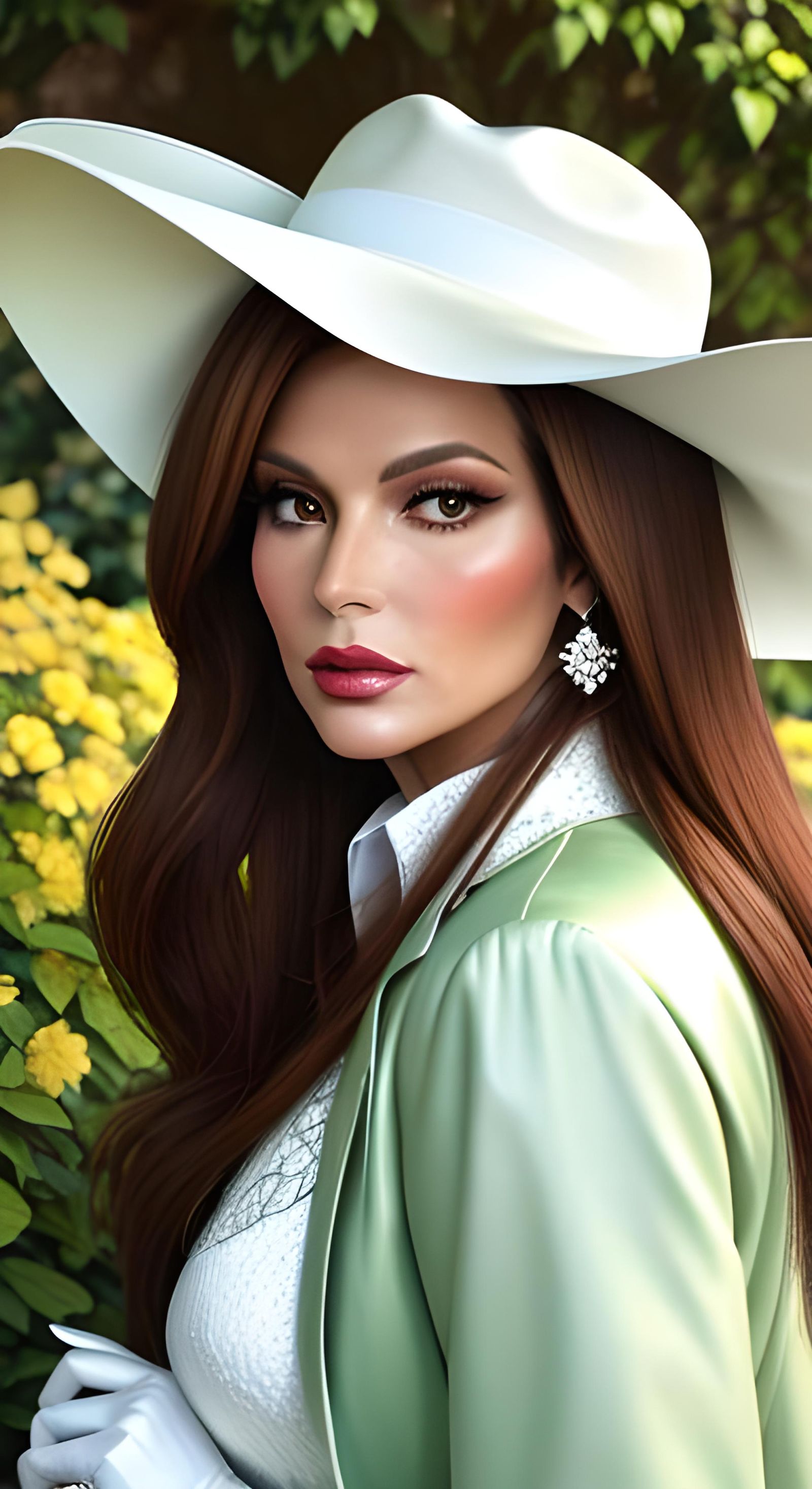 Gilded Watercolor Portrait of Fashionable Woman