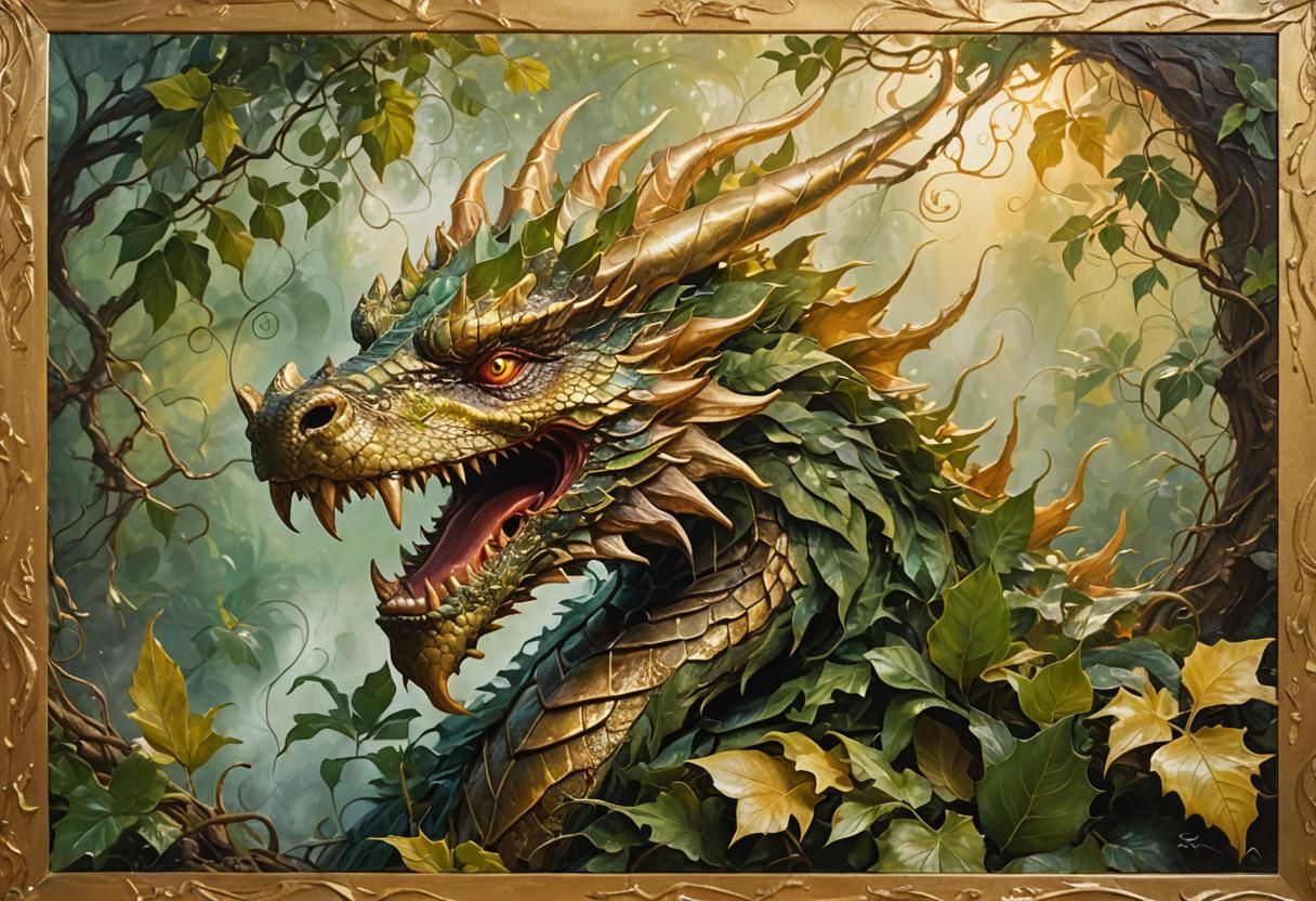 Renaissance Dragon Head in Misty Forest