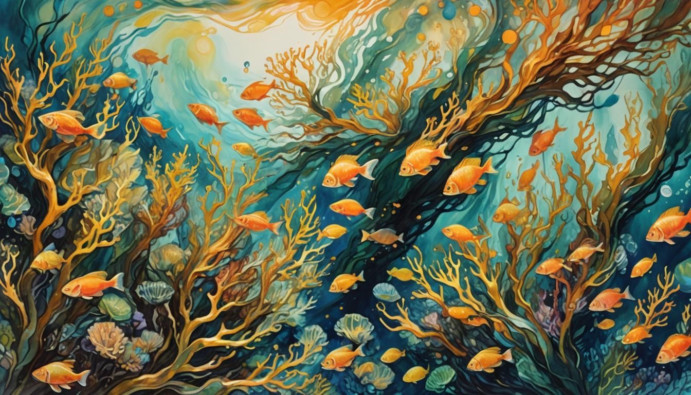 Enchanted Coral Reef: Impressionist Encaustic Painting
