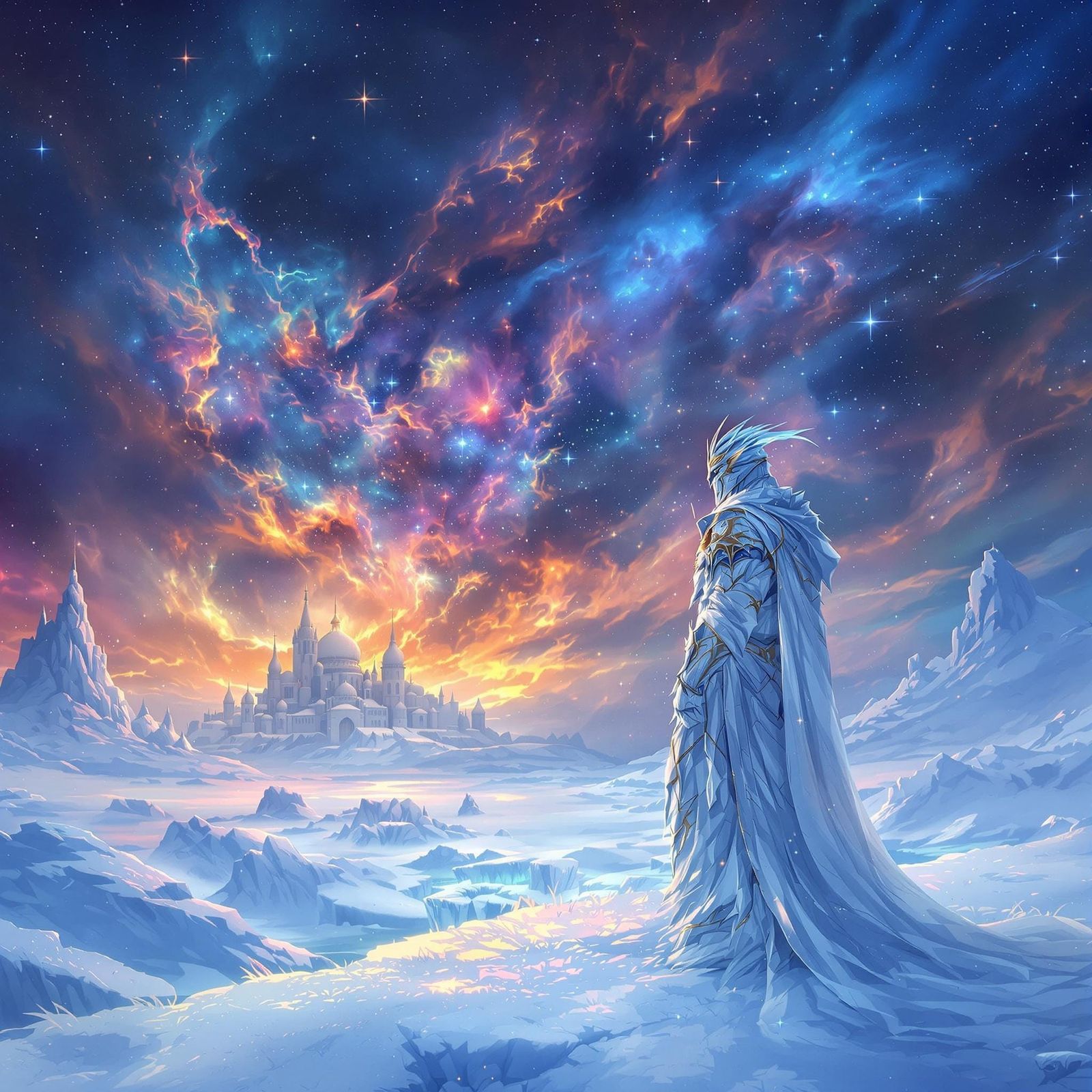 Ice Fantasy, male ice royal knight in ceremonial armor watch...