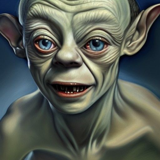 Gollum as 1950s House Maid, Digital Art