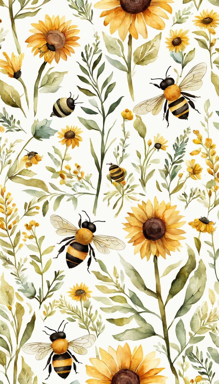 Whimsical Bees Spell Out Inspiring Words in a Vibrant Meadow