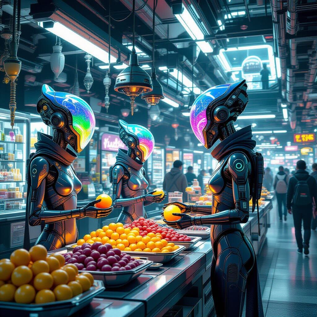 Exotic Alien Market in Sci-Fi Style