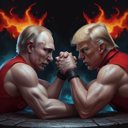 Trump and Putin Arm Wrestling in Hell