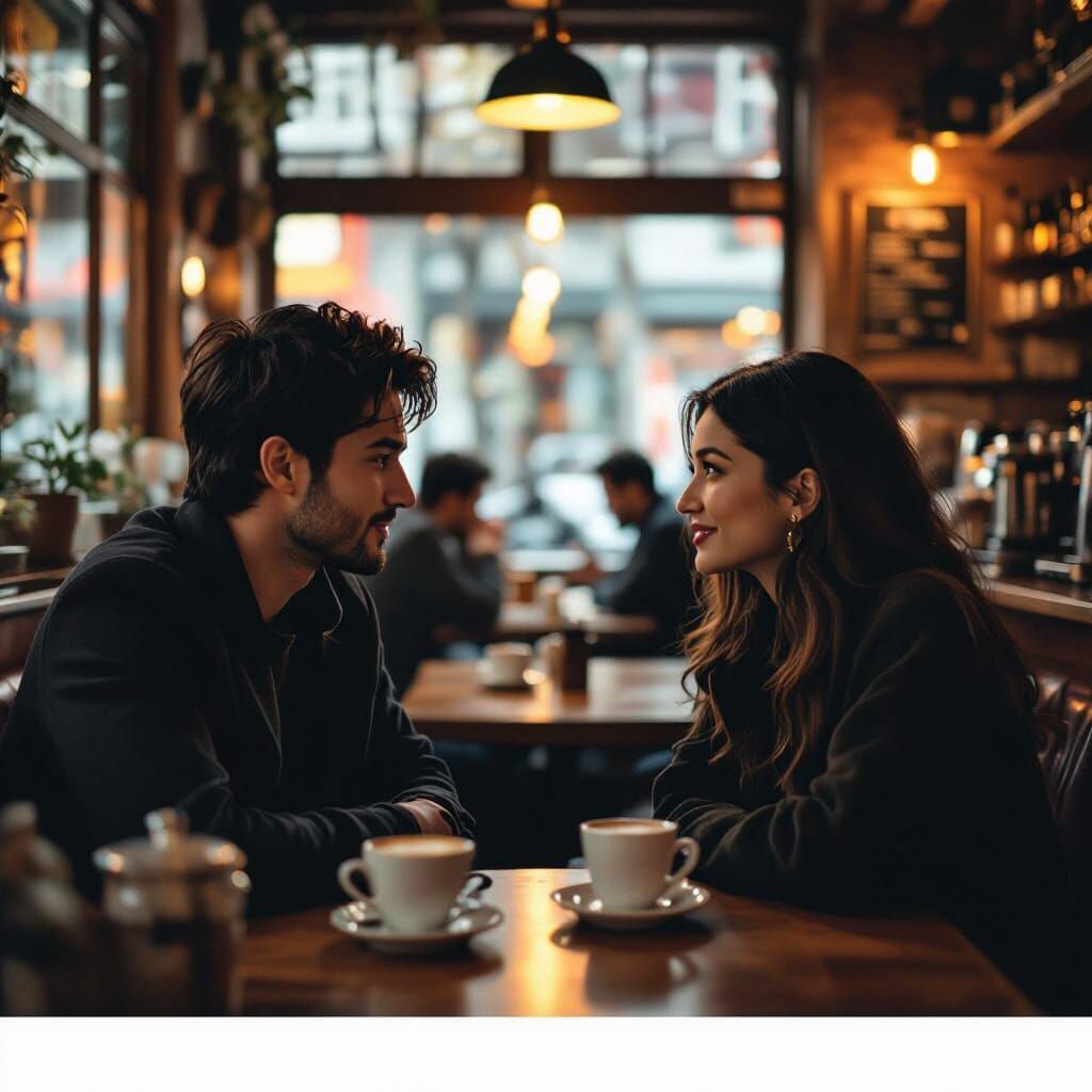 Romantic Coffee Shop Encounter: Amina and Daniel Meet