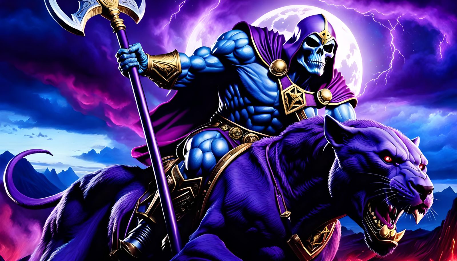 Skeletor Rides Panthor: Digital Matte Painting