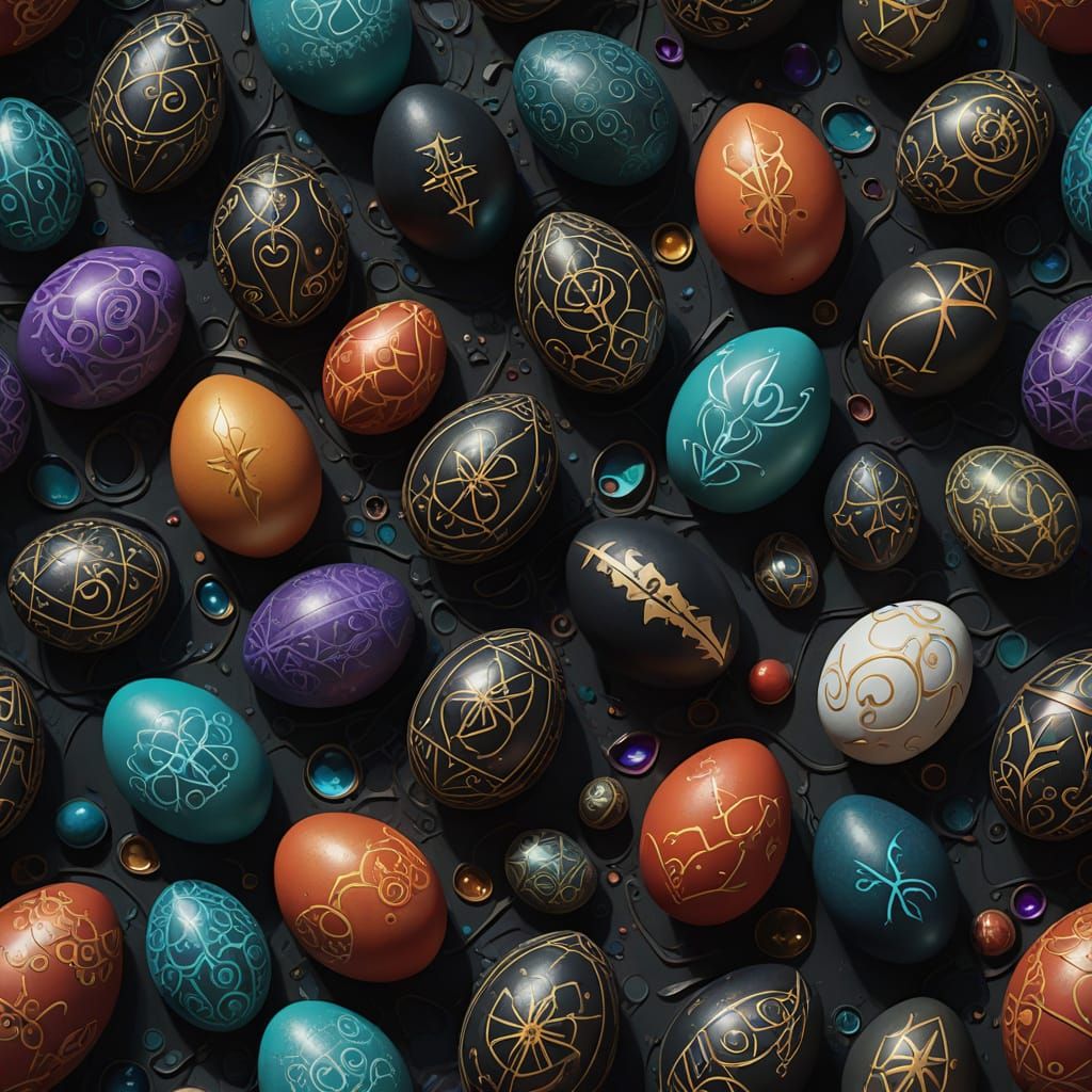 Iridescent Eggs Suspended in a Swirling Vortex of Light