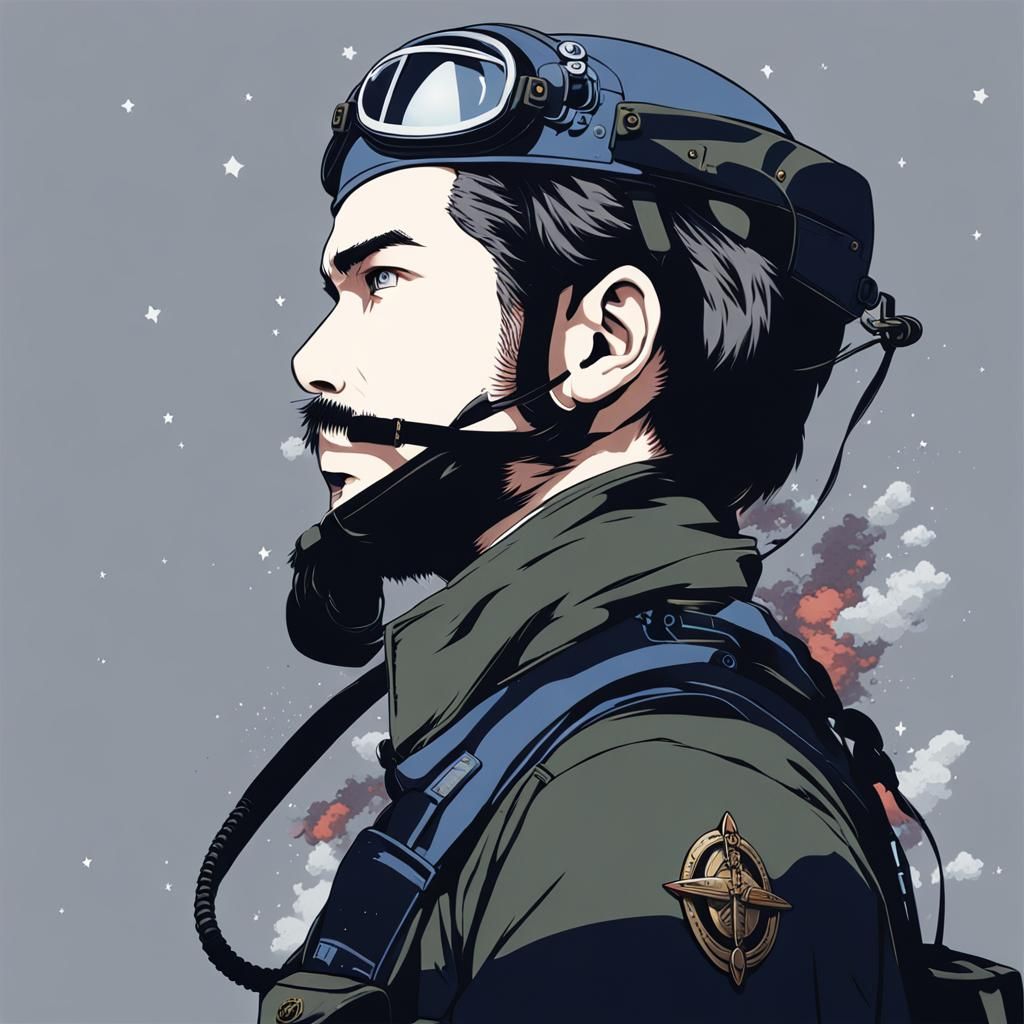 WWII Pilot Portrait in Anime Style