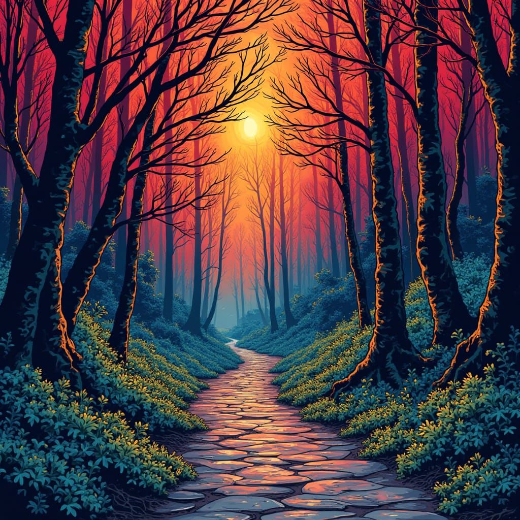 Vibrant Intricate Pattern in Comic Book Art Style