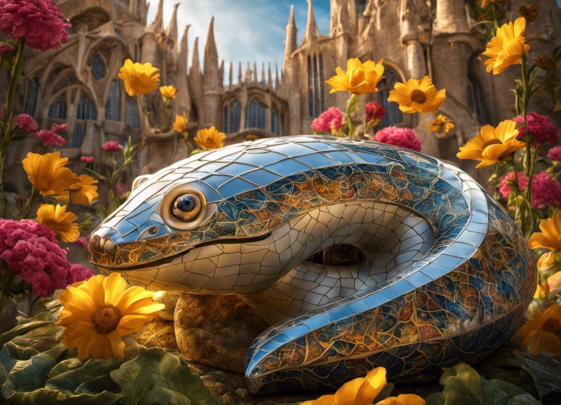 Fantasy Cheese Creature in Gaudi Style