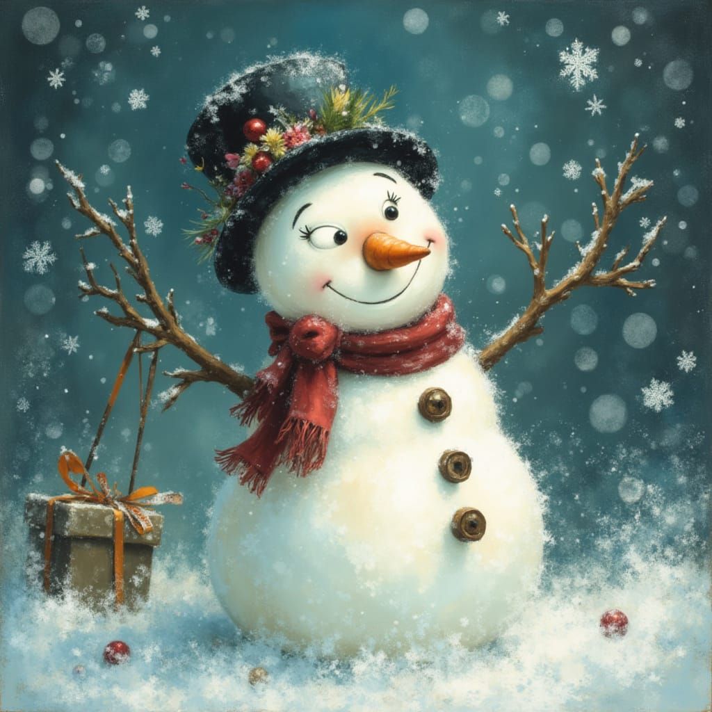 Frosty the Snowman in Realistic Geo Style