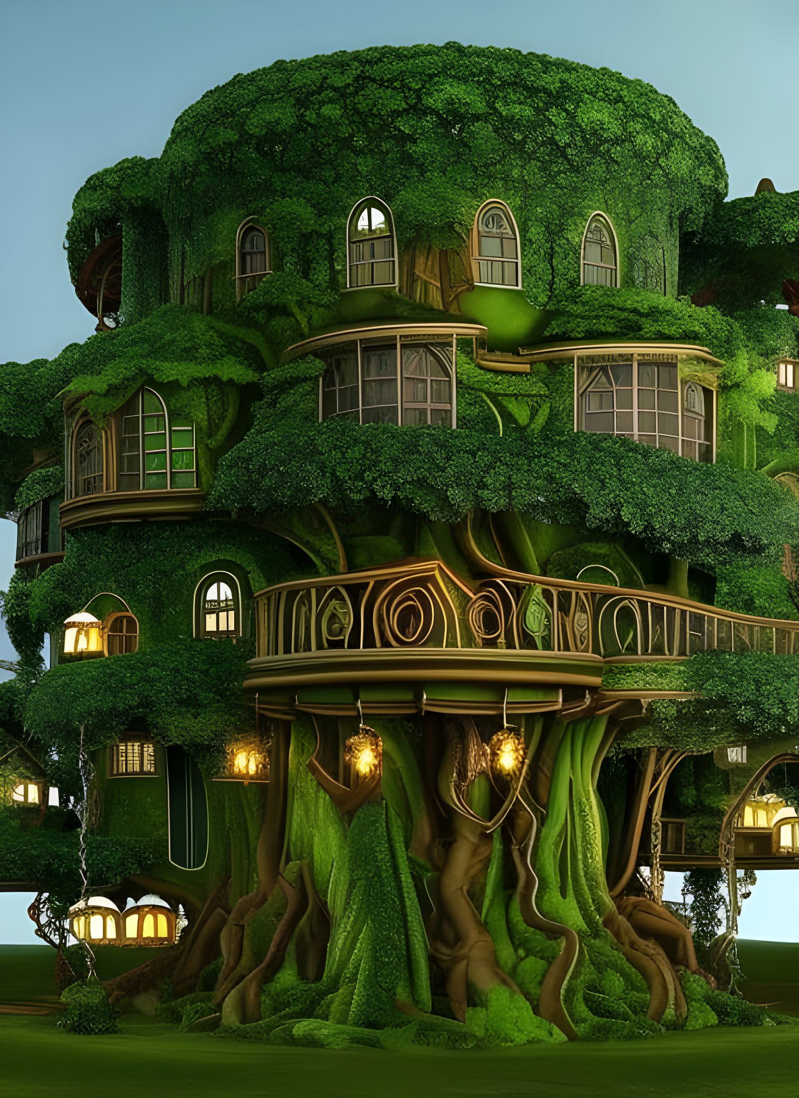 Mystical Treehouse Mansion in a Fantasy Forest