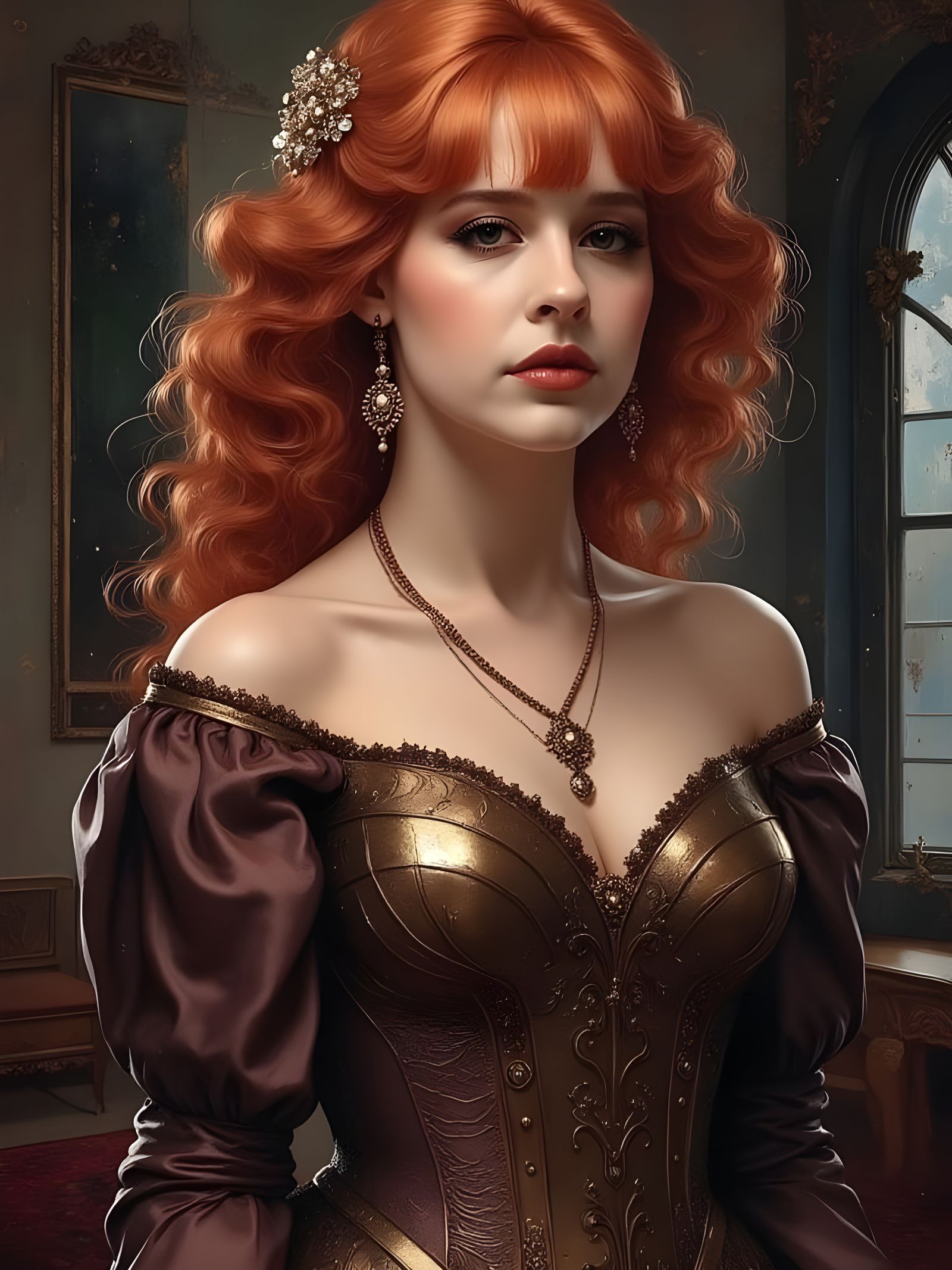 Vintage Elegance Portrait in Opulent Interior