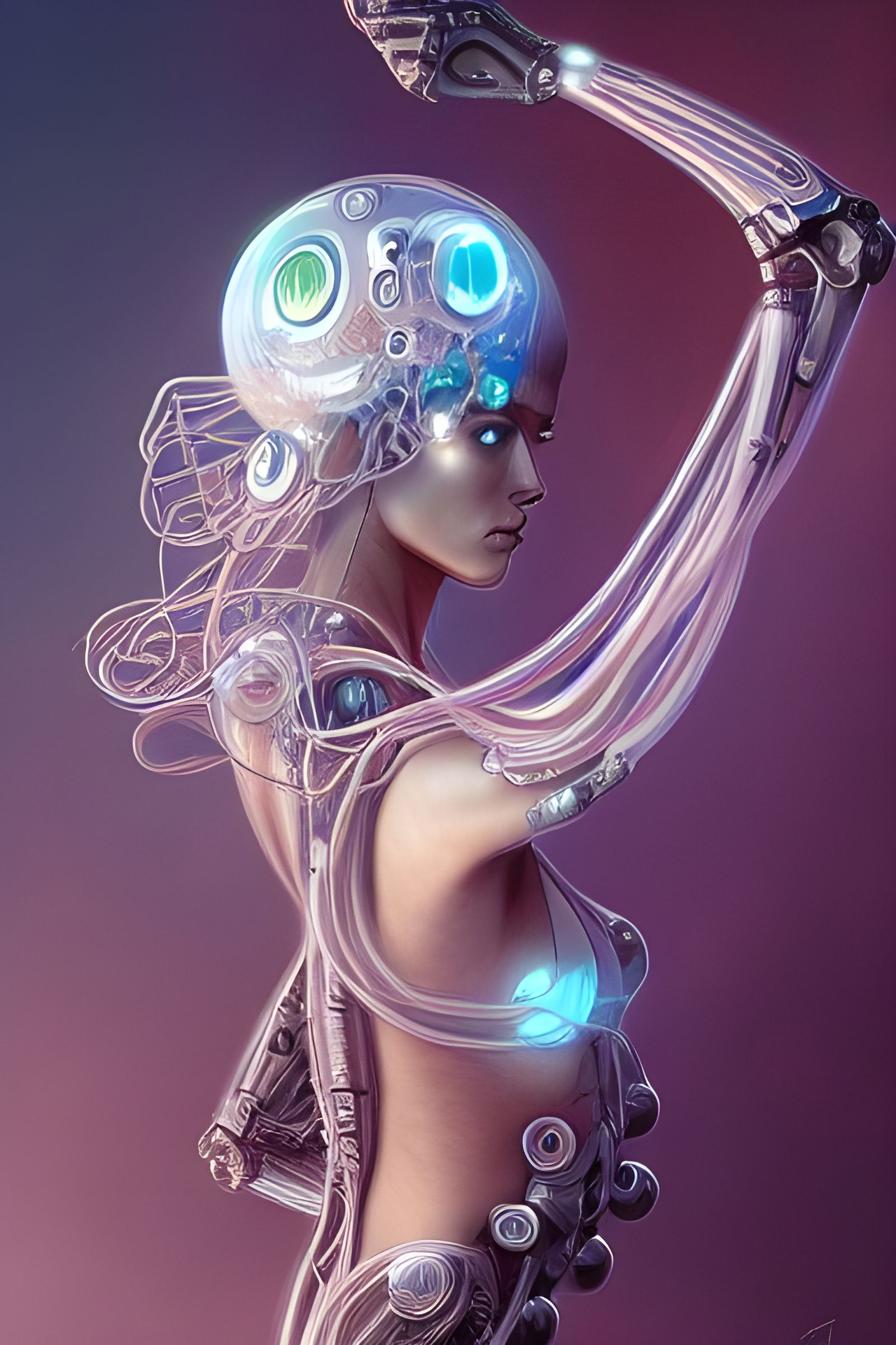 Cyborg Jellyfish Deity: Biomechanical Sci-Fi Art