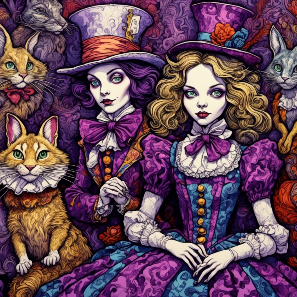 Alice in Wonderland in Gothcore Style