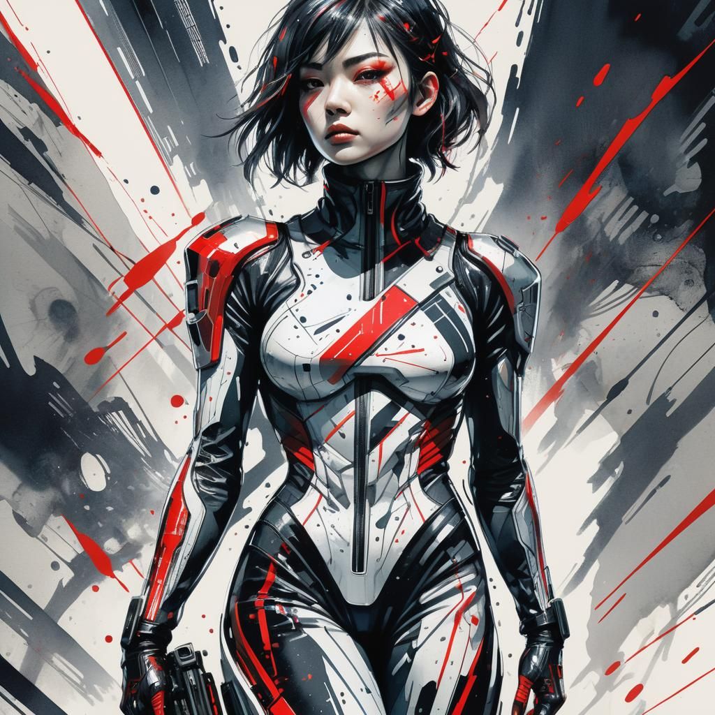Futuristic Woman in Manga Style Concept Art