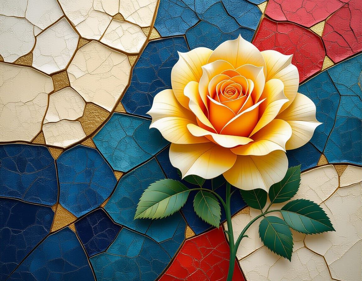 Kintsugi Cubism with Goldenpunk Filigree and Roses