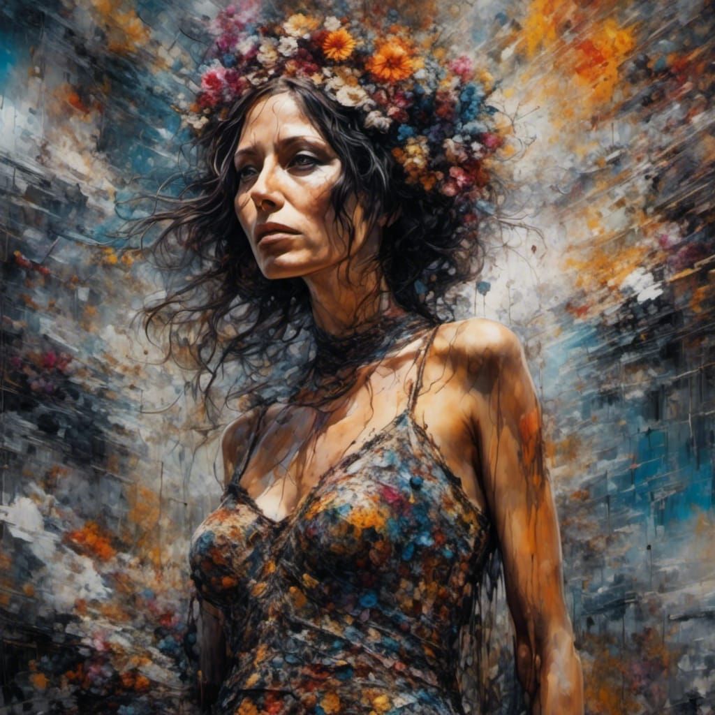 Hyperreal Portrait of Woman in Revealing Dress