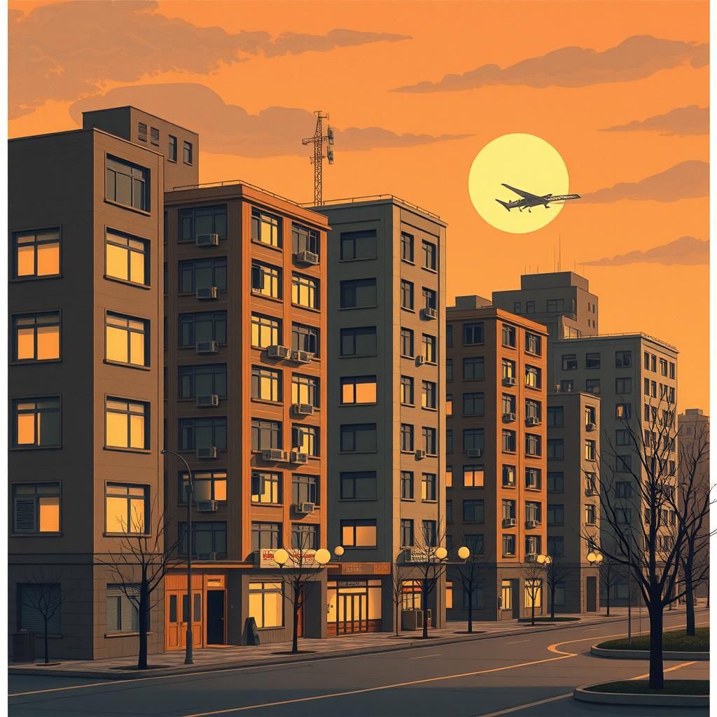 Retro Soviet Buildings in Cassette-Futurism Style