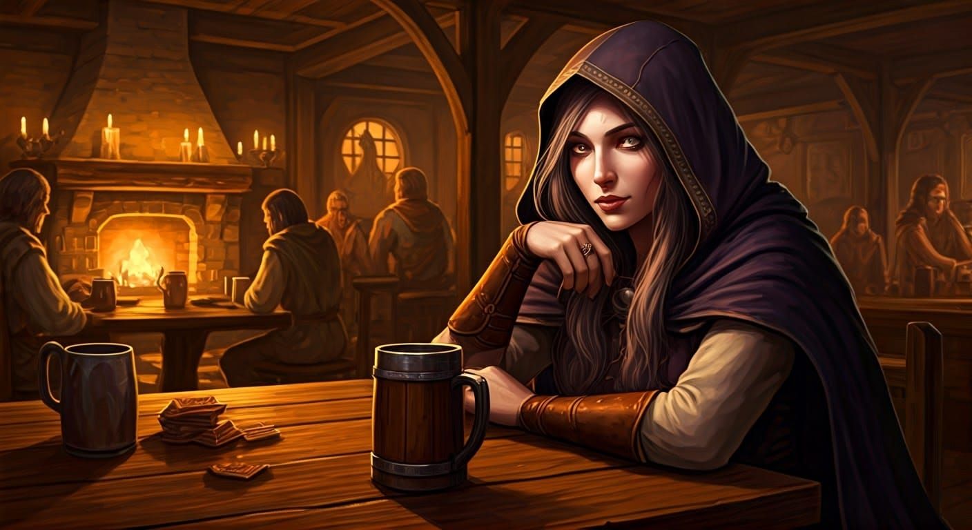 Fantasy Tavern Scene in Cinematic Style