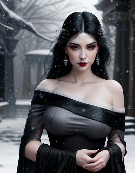 Ethereal Snow Portrait in Edward Hopper Style