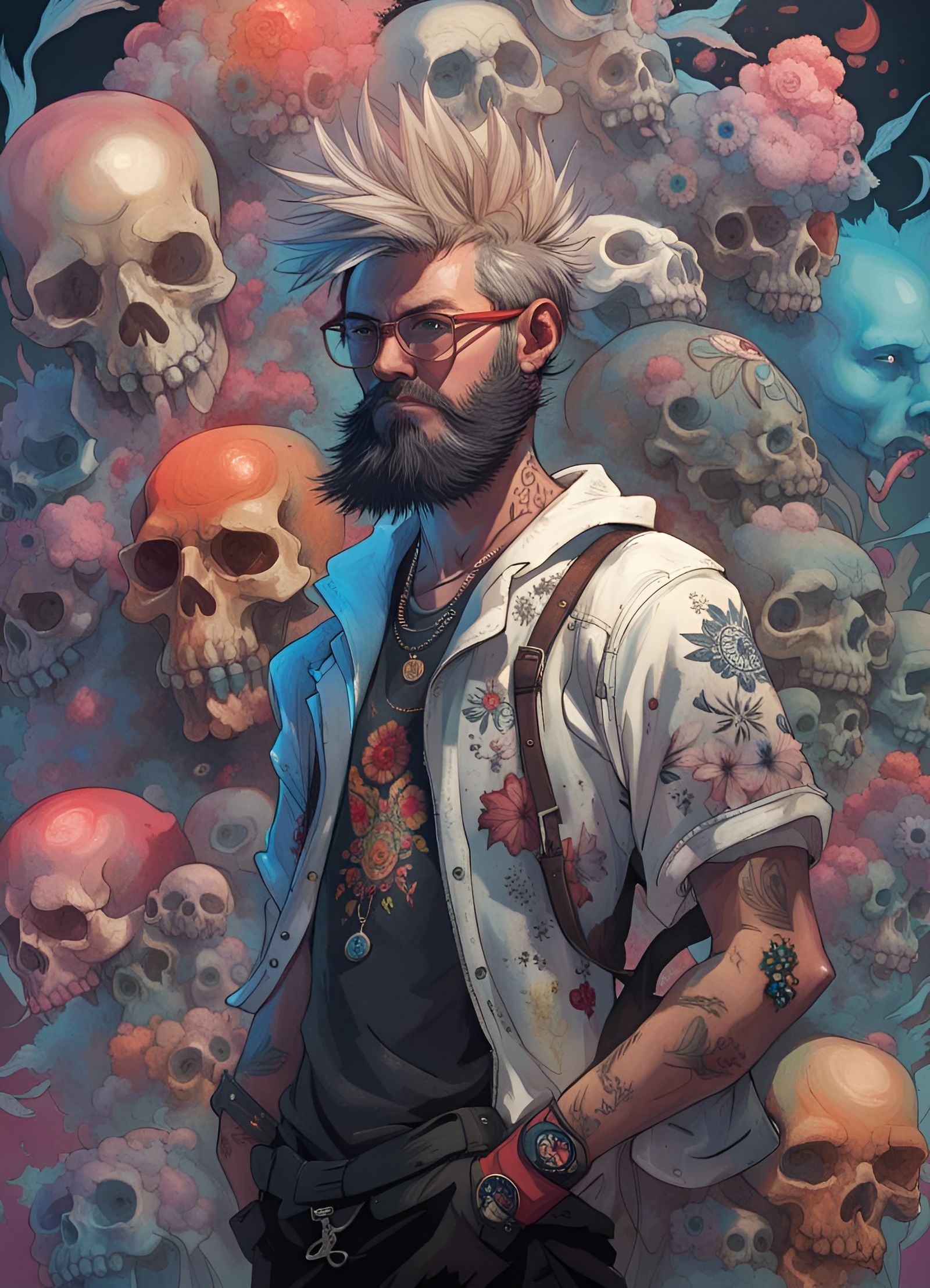 Punk Guy Portrait in Surrealist Style