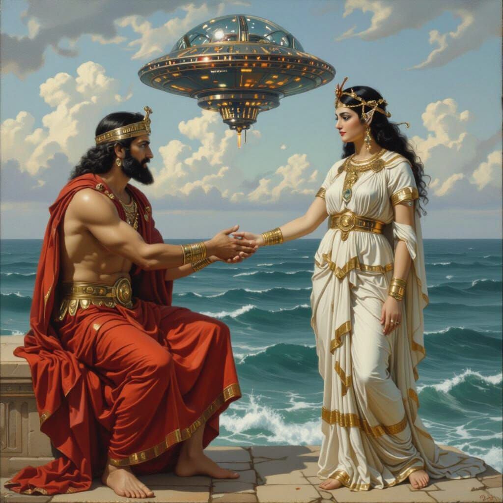 Enki resigning the Empire of the Seas to Inanna, by William Dyce.