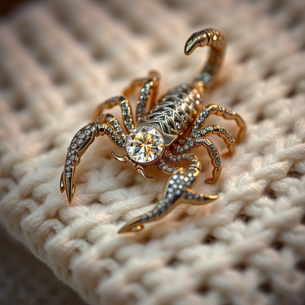 Luxurious Scorpion Brooch in Hyper-Realistic Detail