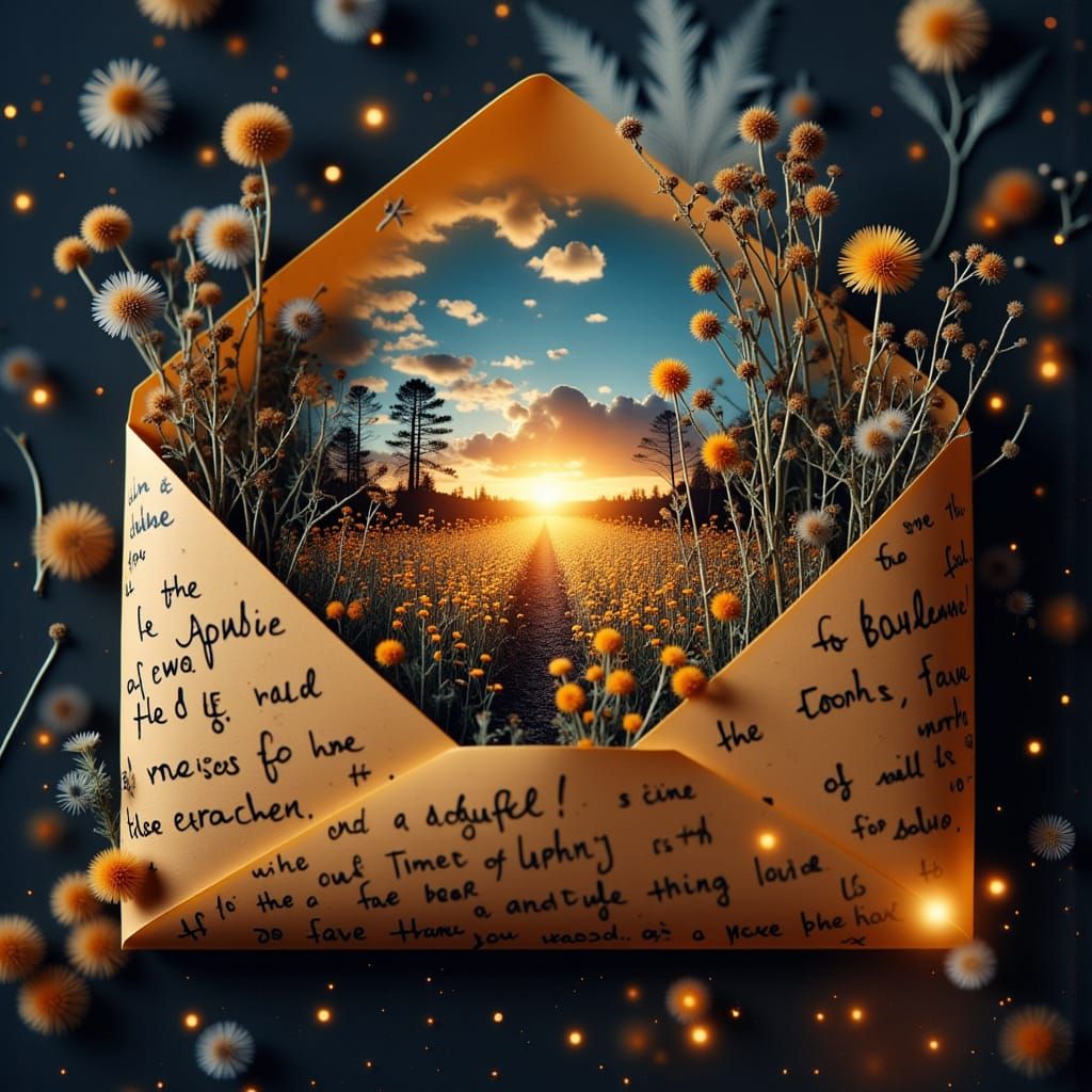 Opulent Fantasy Landscape Escapes Old Envelope