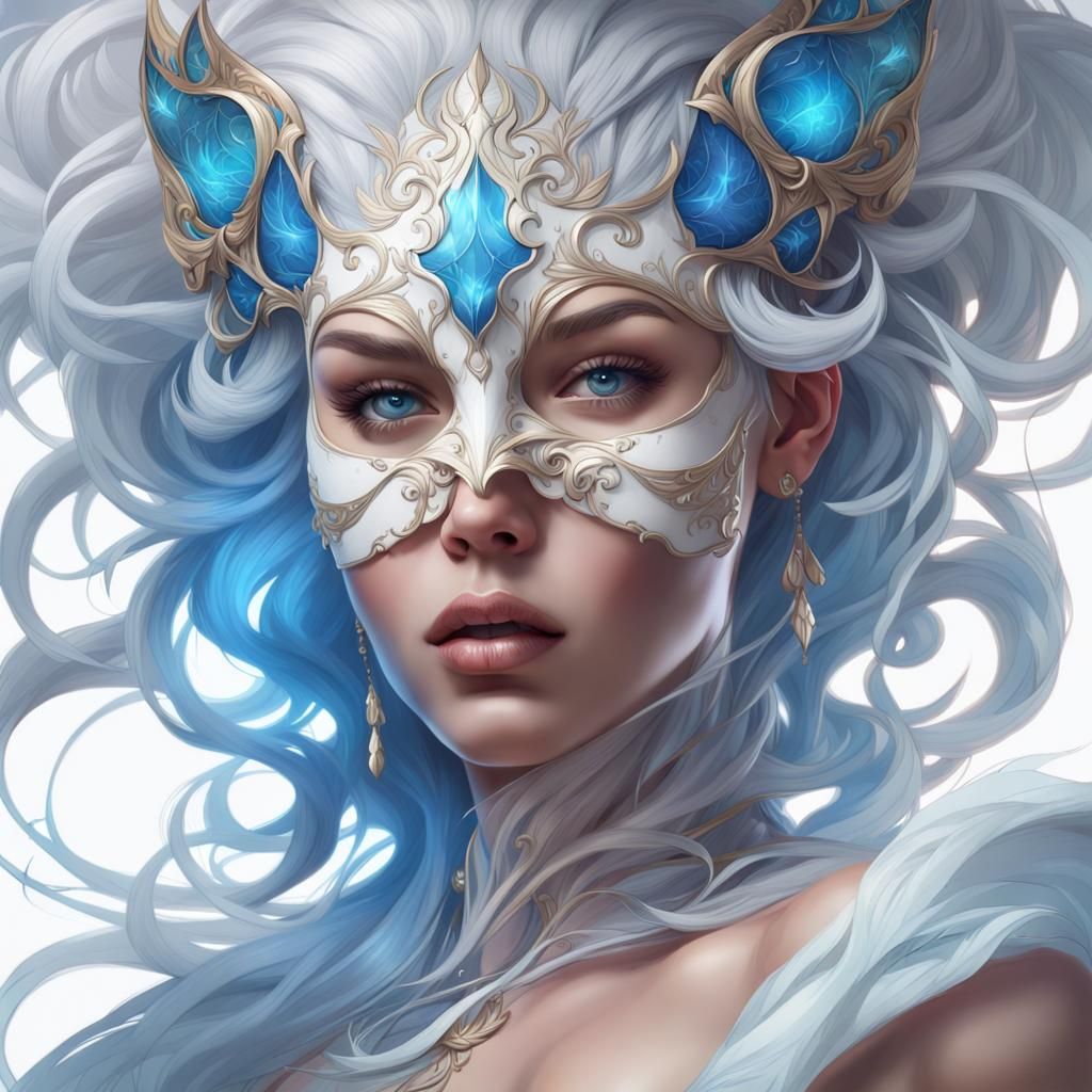 Fantasy Woman with Jewels Mask in Artstation Style