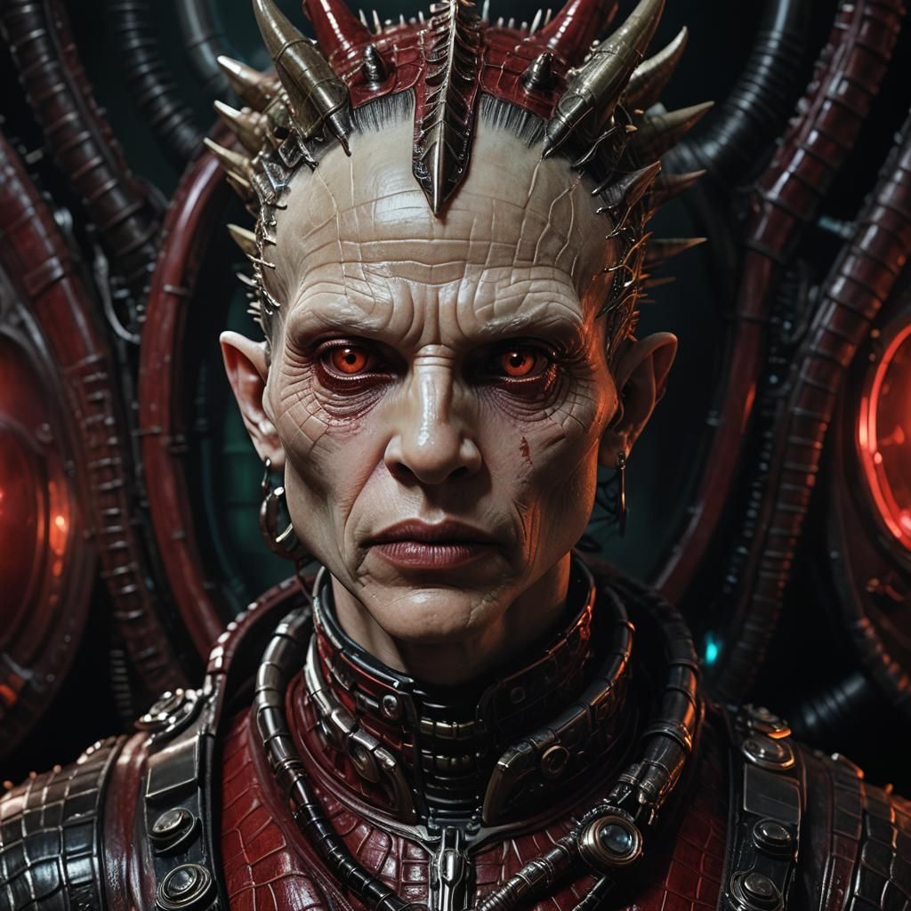 Biopunk Crocodile Human Hybrid in Bioluminescent Lab