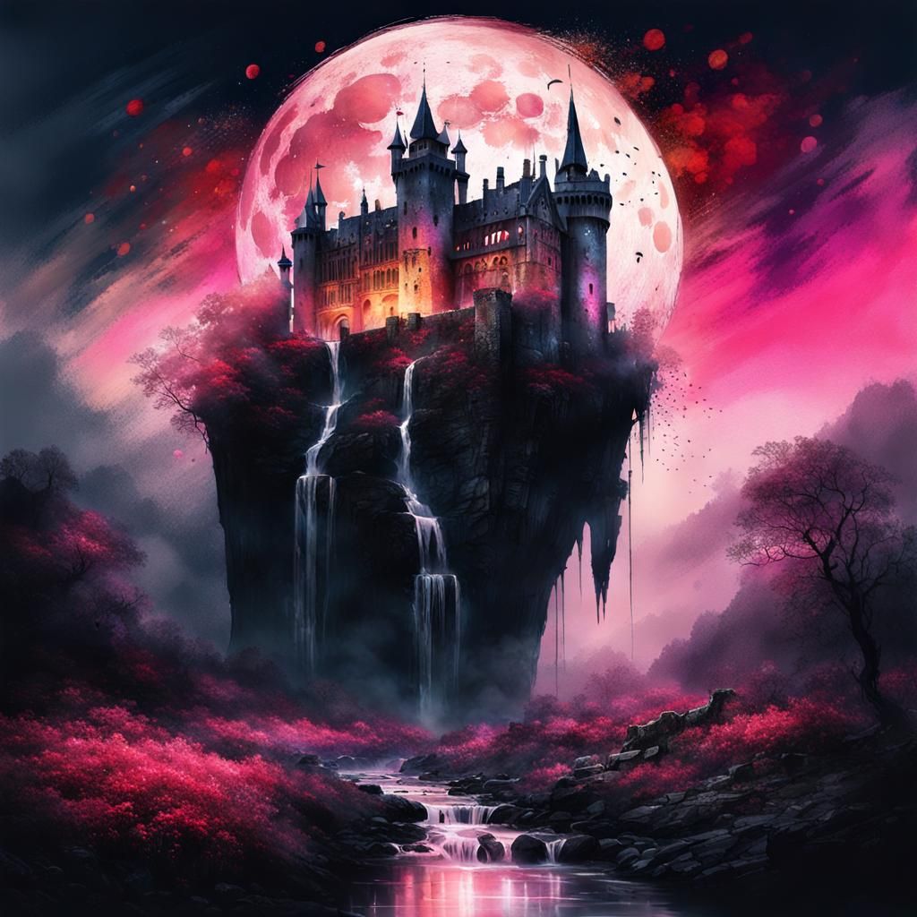 Gothic Castle Suspended Over Summer Landscape