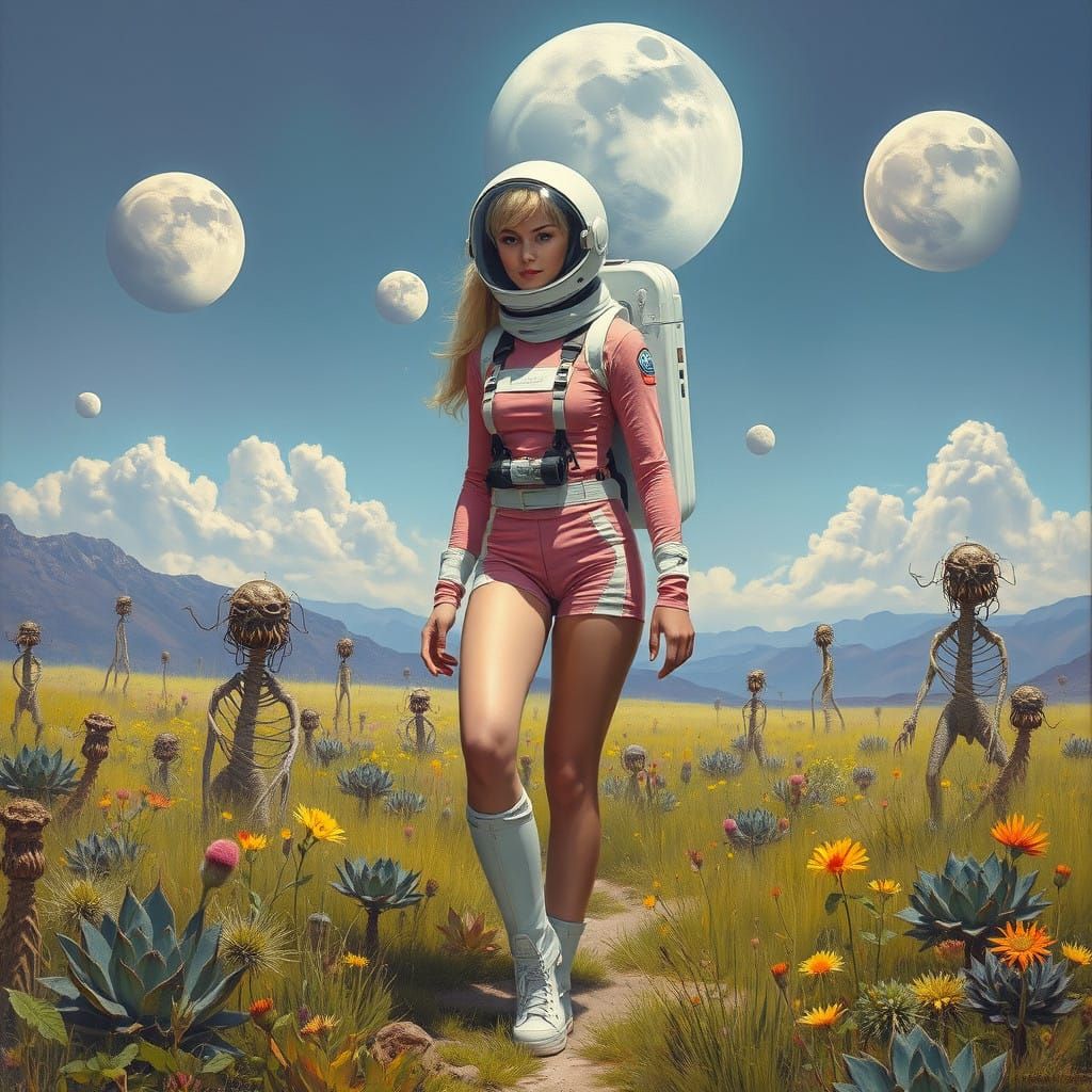 Galactic Explorer in a Vibrant Oil Painting Style