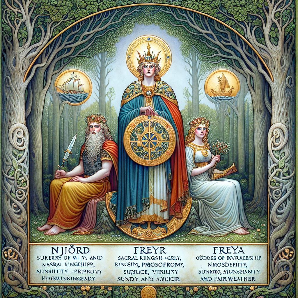 Njörd , Freyr et Freya dans un bosquet sacré