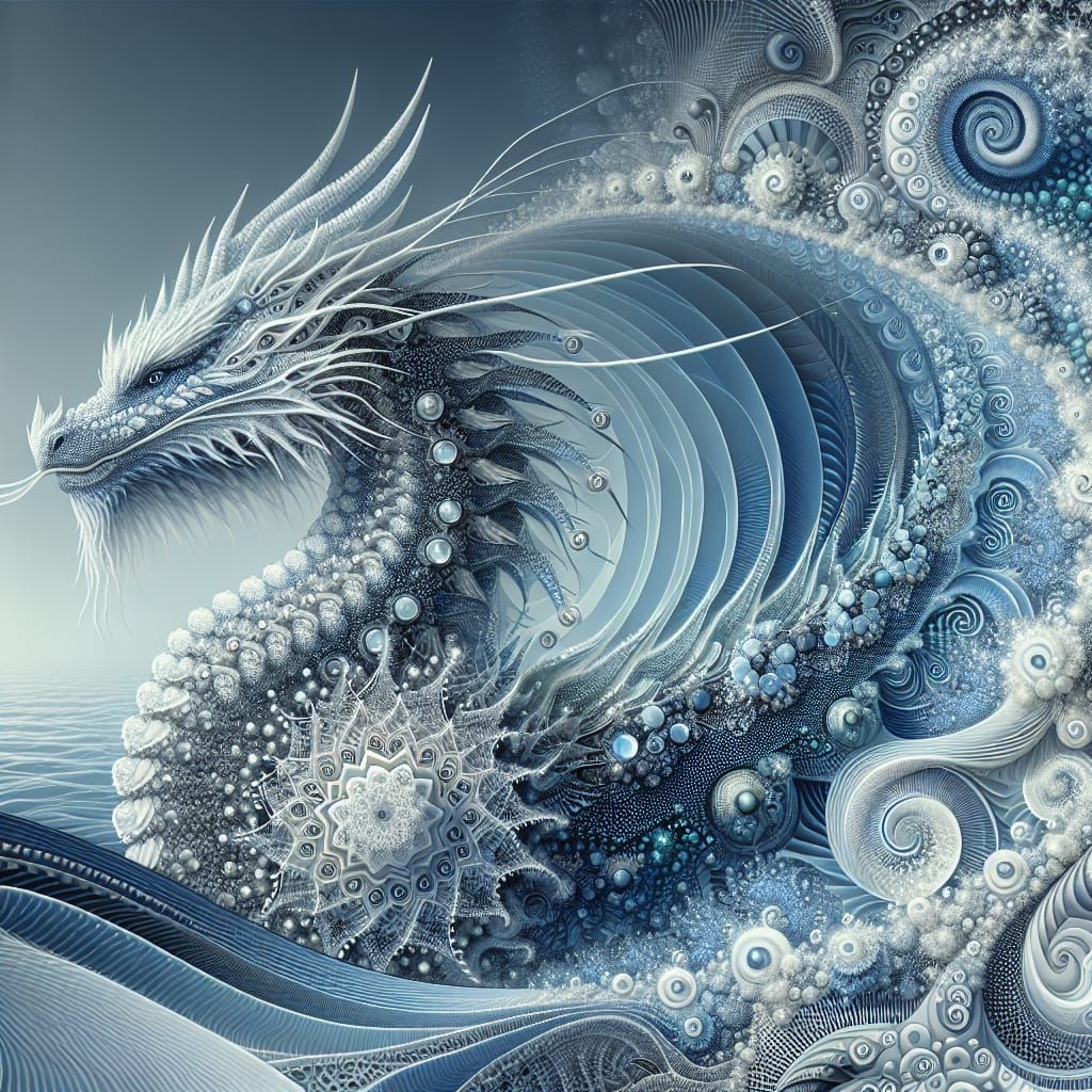 hyperrealistic portrait of a winter dragon with jewels, deta...