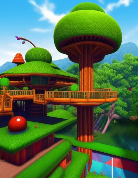 Candy Treehouse in Escher-esque Game Setting