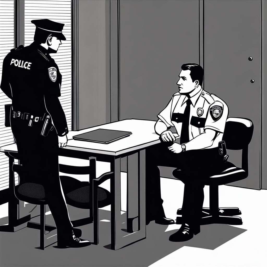 Police Interrogation of Man in Interview Room