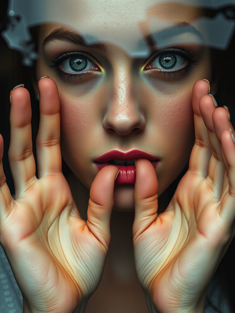 Woman Contemplates Beyond the Dewy Windowpane