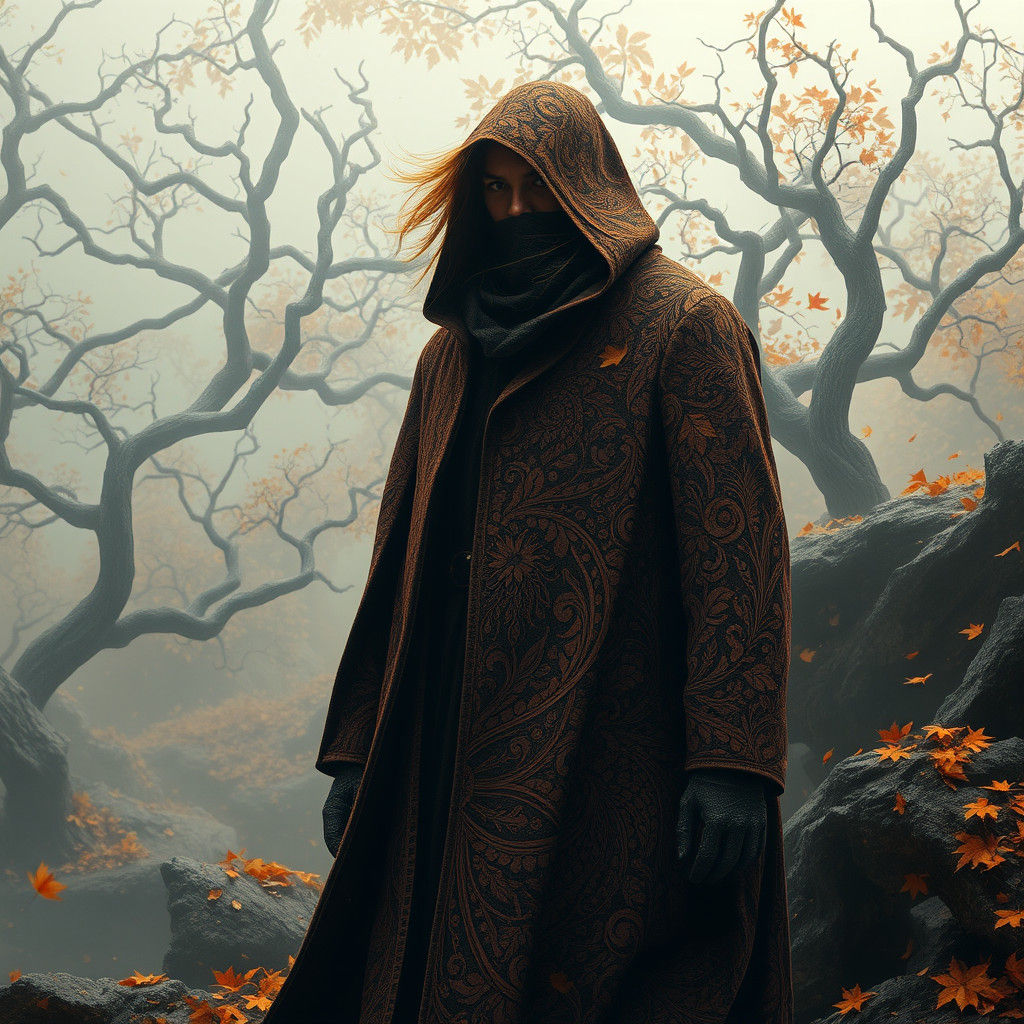 Autumn Figure in Landscape, Digital Art Style