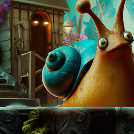 Cute Snail Fantasy Concept Art in 8K