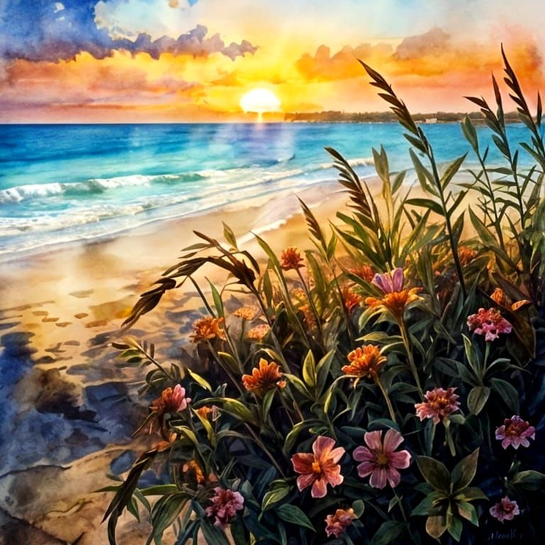 Florida beach sunset from a balcony