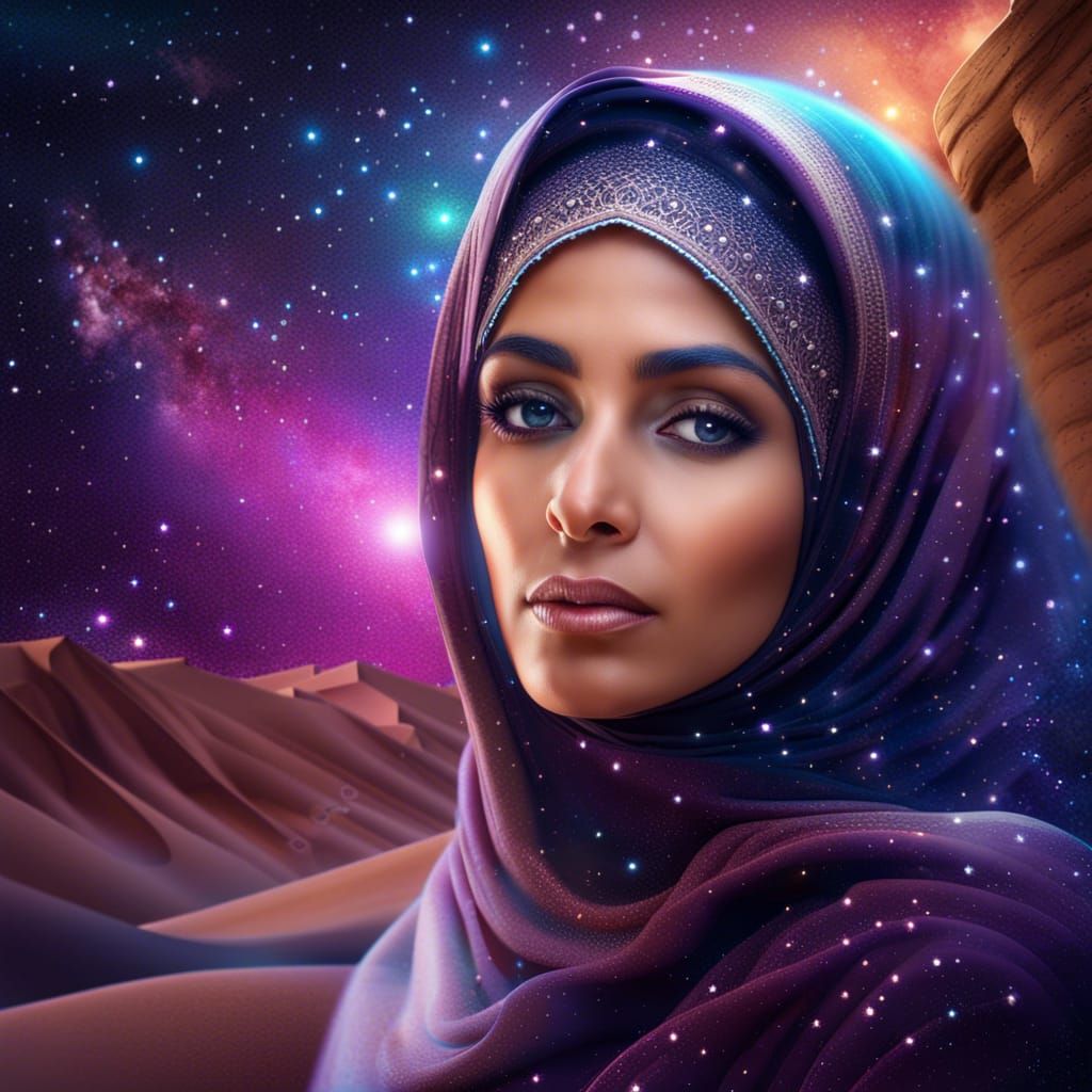 Beautiful Arabian Princess in Desert Oasis