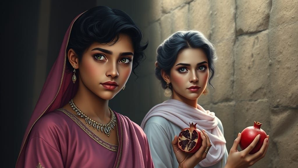 Rukhsar Returns to Bilqis: Ancient Style Digital Art