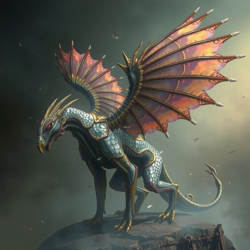 Majestic, Rainbow-Feathered Gryphon Spreads Wings in Vibrant...